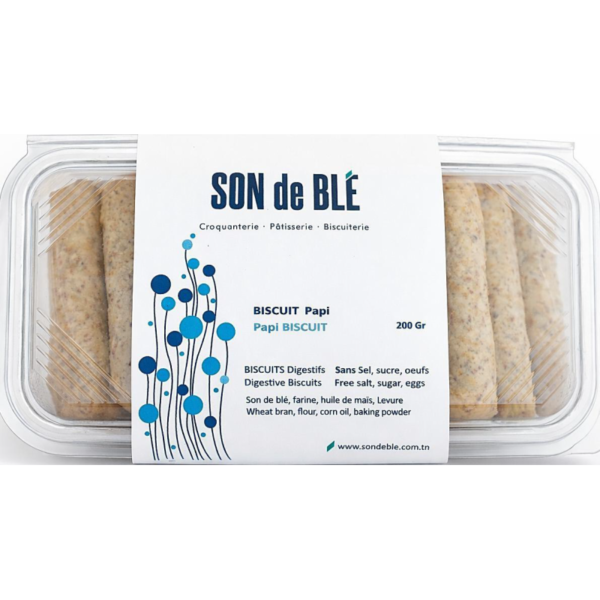 Biscuit Papi, Barquette 200G, Son de Blé