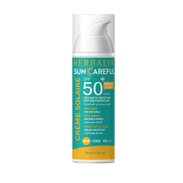 SUN CAREFUL CREME SOLAIRE SPF 50 + MINERALE & FLUIDE FINI INVISIBLE, HERBALYA