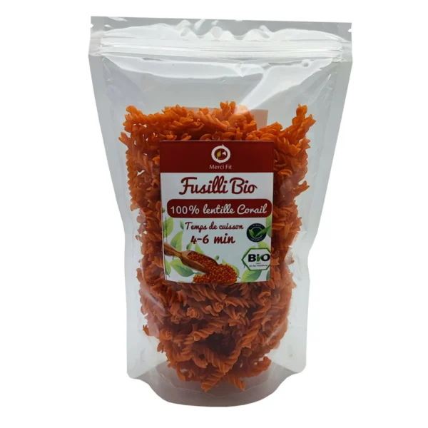 Fusilli lentille corail BIO, MERCI FIT