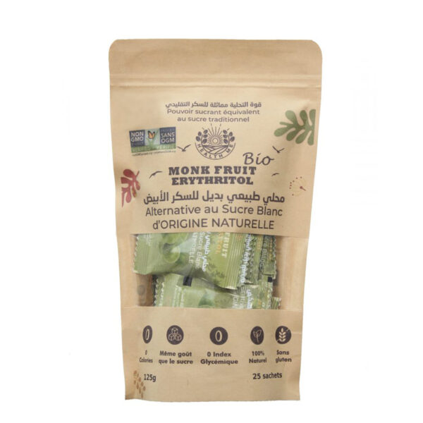 Sucre Monk Fruit et Erythritol en Sticks 25×5g, HEALTH ME