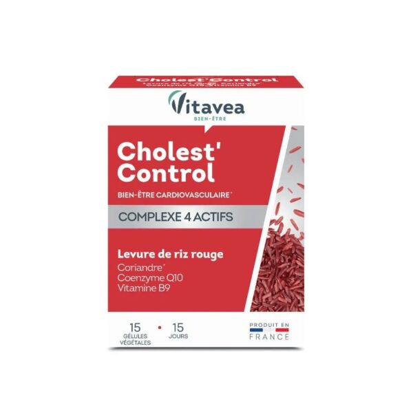 Cholest' Control Levure de Riz Rouge 15 Gélules, VITAVEA