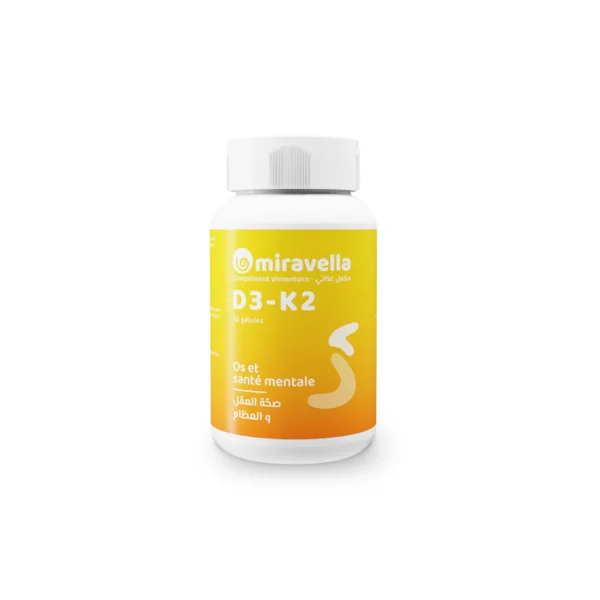 Vitamine D3 K2 30 Gélules, MIRAVELLA