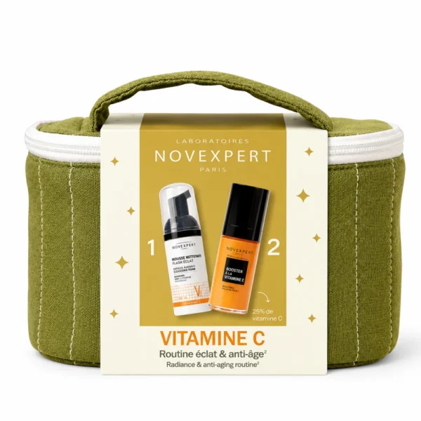 COFFRET SERUM BOOSTER A LA VITAMINE C 30 ML+MOUSSE NETTOYANTE FLASH ECLAT 40ML, NOVEXPERT