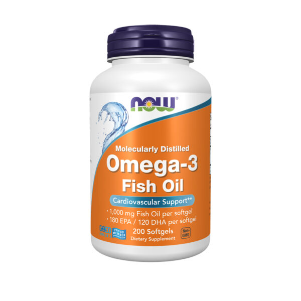 Omega-3 Fish Oil, Molecularly Distilled Softgels 200, NOW FOODS